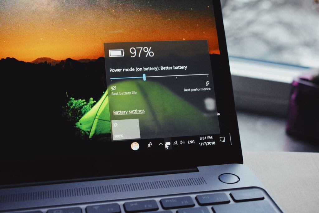 HP Chromebook vs Acer Chromebook - turn-on laptop displaying 97 percent battery